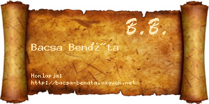 Bacsa Benáta névjegykártya